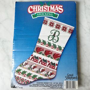 Vintage Good Shepherd Christmas Stocking Monogram Counted Cross Stitch Kit 16"